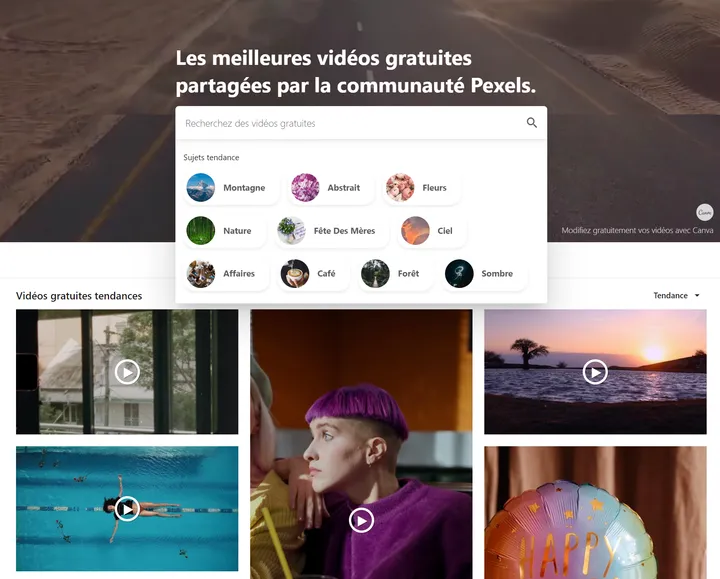 Pexel banque de vidéos libres de droit