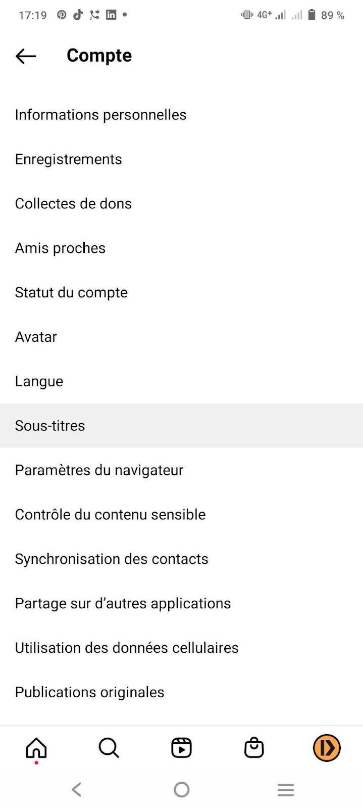 Activer les sous-titres Instagram