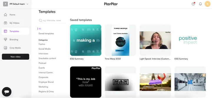 Choose your corporate video template with playplay