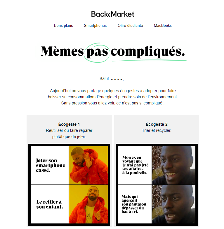 exemple de newsletter back market