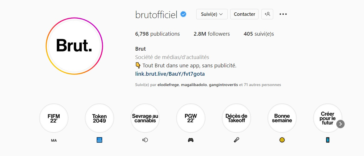 Exemple bio Instagram brut