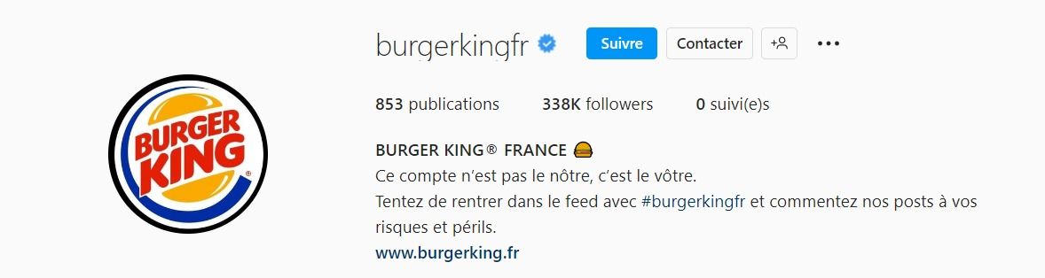 Exemple biographie Insta Burger King