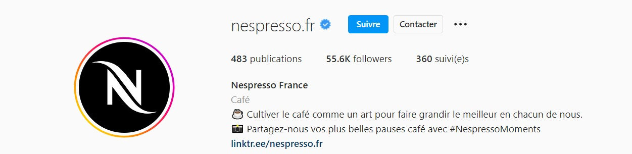 Exemple biographie Insta Nespresso