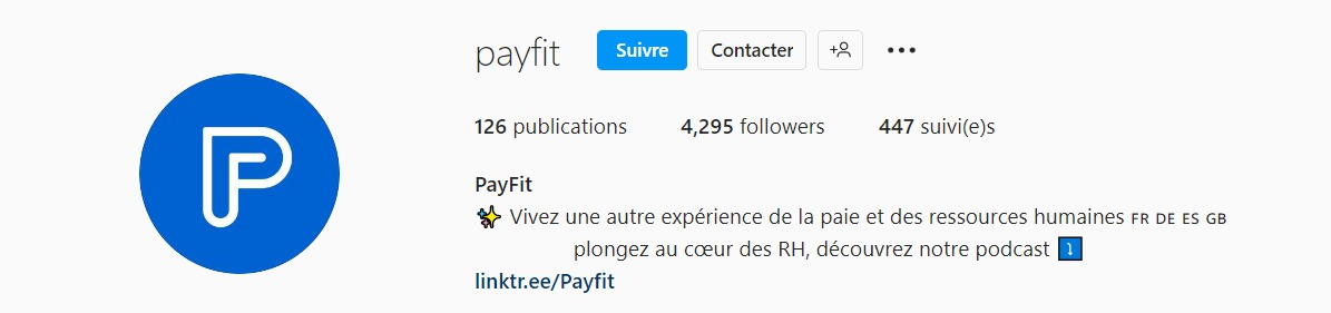 Exemple bio Instagram Payfit