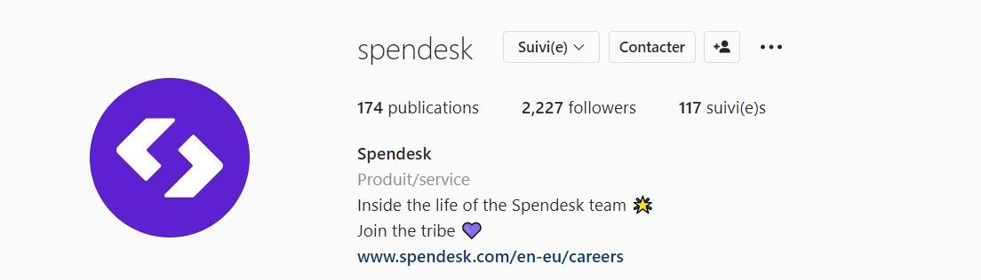 Exemple de bio Insta Spendesk