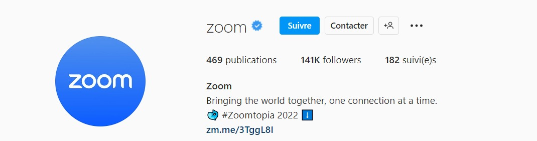 Exemple de bio Instagram Zoom