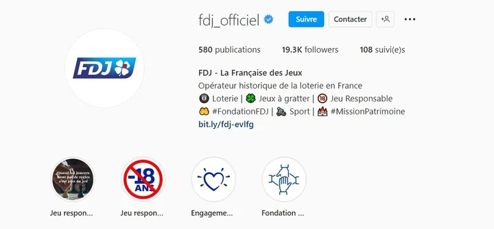 Exemple biographie Insta Française des jeux