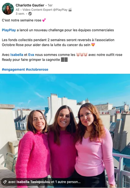 Exemple d'employee advocacy sur LinkedIn