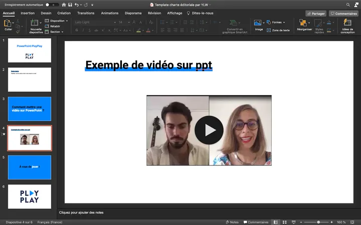 votre objet vidéo est inséré sur powerpoint