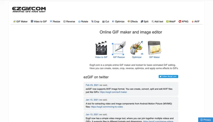 EZGif : l’éditeur vidéo en ligne créateur de GIFs