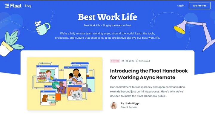 Float Best Work Life Blog Landing Page