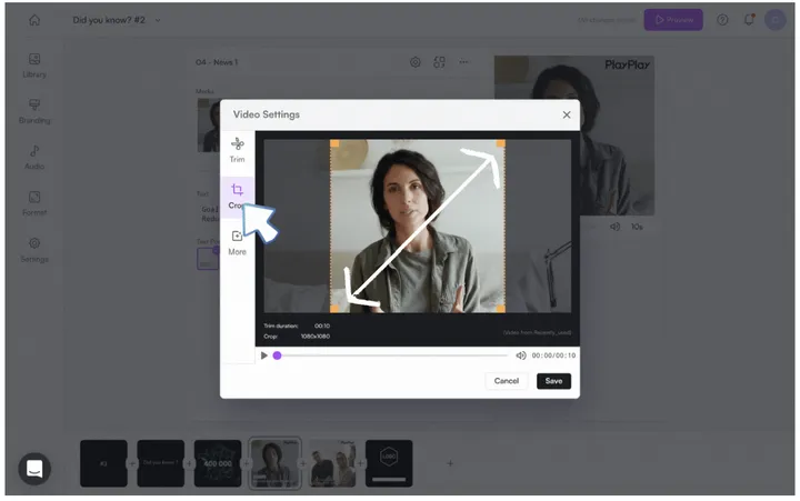 Crop a video with PlayPlay easily.