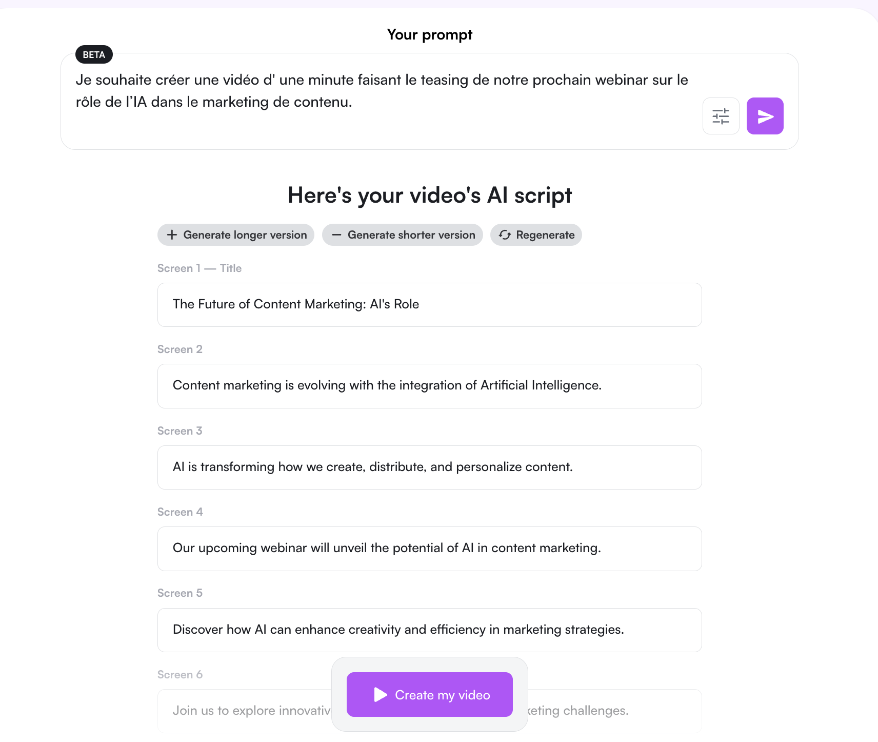 creation d'un prompt pour créer une vidéo marketing avec playplay