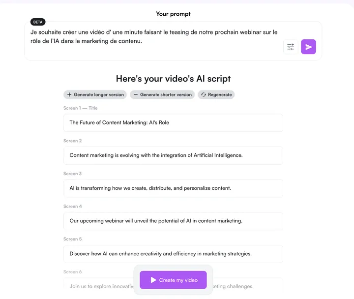 creation d'un prompt pour créer une vidéo marketing avec playplay