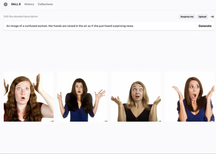 AI generated photos of confused women.