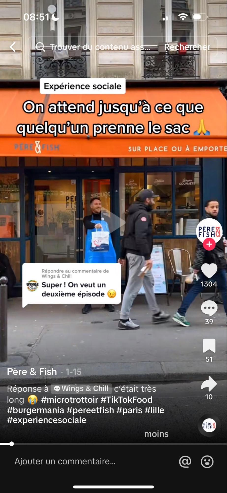 Exemple de marque et créateur qui utilise bien le référencement TikTok : Père&-Fish