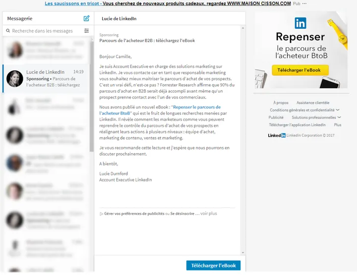 social selling : Inmail Linkedin