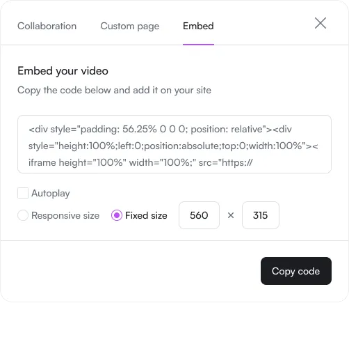 Add your video easily with an embed code