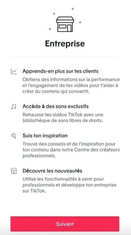 TikTok compte entreprise