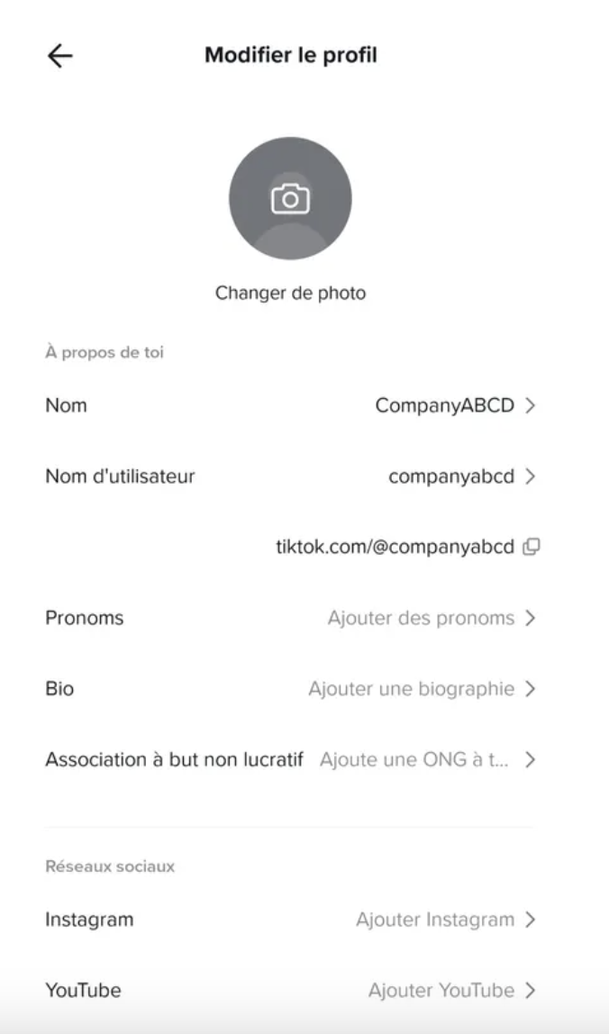 TikTok compte entreprise