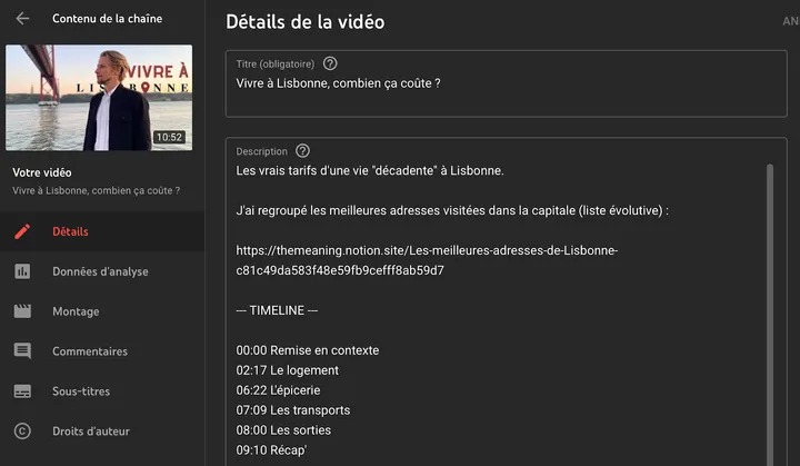 Apprendre à chapitrer une vidéo YouTube.